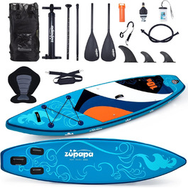 Надувний SUP-борд Zupapa 320/366см | Комплект для SUP та каякінгу | З аксесуарами (чорний, сірий, білий)
