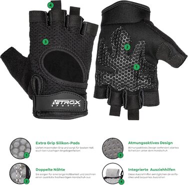 Спортивні рукавички NetroxSports з додатковим зчепленням - для тренувань, велосипеда, фітнесу, залу - чорні, XL (чоловічі та жіночі)