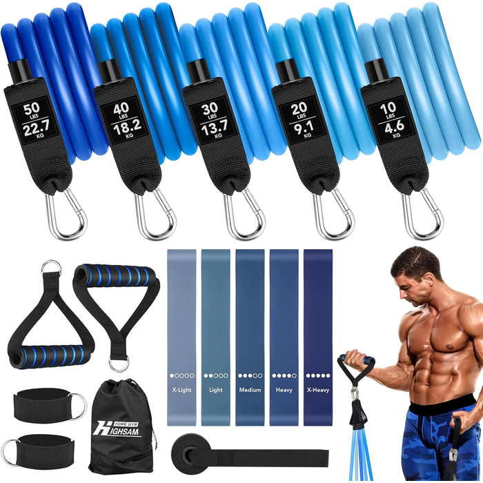 Набір для пілатесу: стійка, 6 еластичних стрічок, ручки, фіксатор для дверей, петлі для ніг, сумка для перенесення. Ідеально для домашніх та вуличних тренувань.