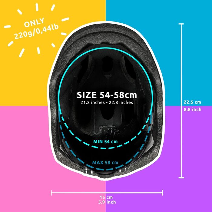 Дитячий велосипедний шолом Crazy Safety з USB-ліхтарем, регульований, для дітей 6-12 років, для велосипеда, скейтборду, роликів, розмір 54-58 см, синьо-білий