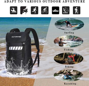 Водонепроникний рюкзак IDRYBAG для чоловіків 25L - ідеальний для каякінгу та піших прогулянок (Чорний)