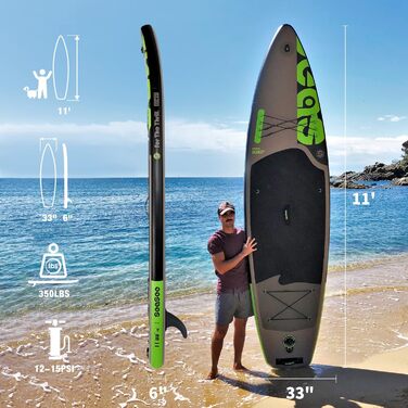 Надувна SUP-дошка для дорослих, 83 см, з аксесуарами, сіра