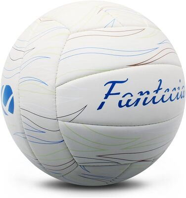 Волейбольний м'яч Fantecia, розмір 5, шкіряний Soft-Touch, білий, з насосом, для гри в приміщенні, на вулиці, в басейні, на пляжі та в саду