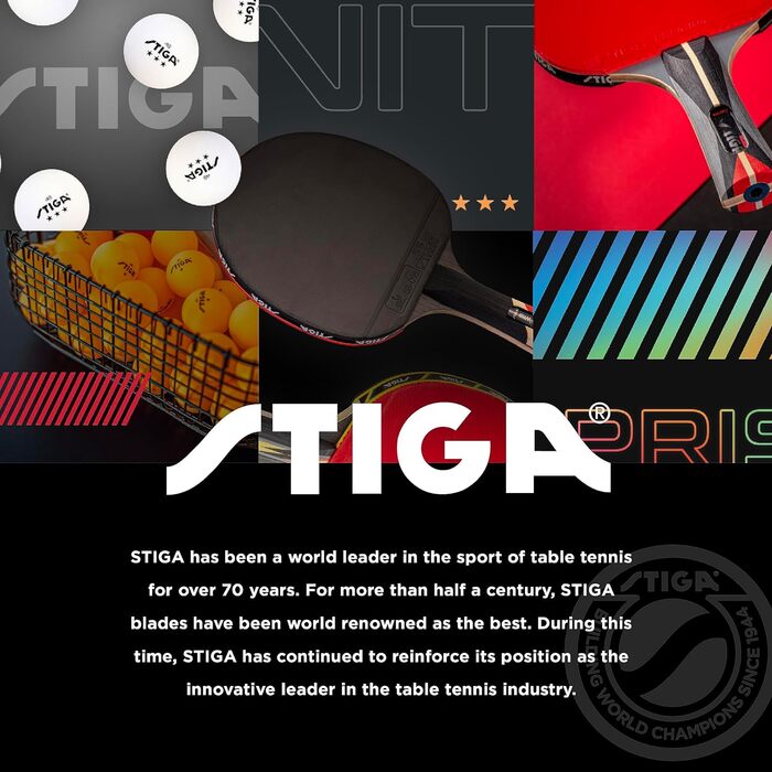 Настільний тенісний ракетка STIGA Pro Carbon з карбоновою технологією для турнірів, червона та синя