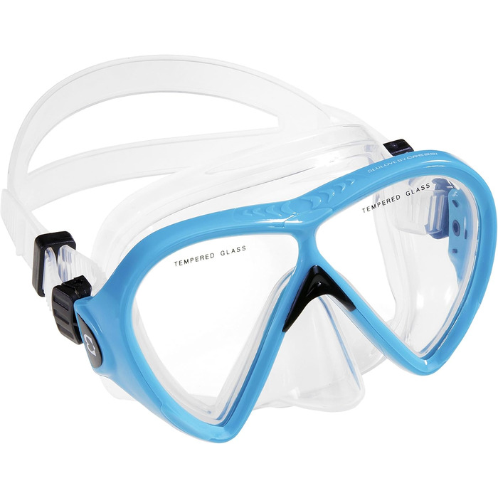 Комплект для снорклінгу Cressi BONETE Deluxe (маска, трубка, ласти, сітка) - світло-блакитний - розмір S/M - 36/42