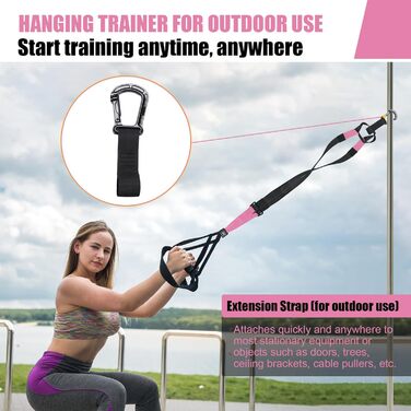 Слінг-тренажер для повного тіла для домашнього спортзалу. У комплекті: сумка-мішок та інструкція. Рожевий колір