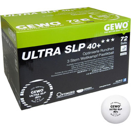 GEWO Ultra SLP 3-зіркові тенісні м’ячі для настільного тенісу, пластикові 40+ мм, безшовні, ITTF сертифікат, професійні, білі, 72 шт.