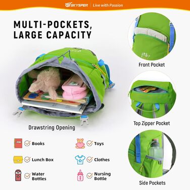 Дитячий рюкзак SKYSPER 15L - легкий та комфортний для хлопчиків та дівчаток (світло-зелений)