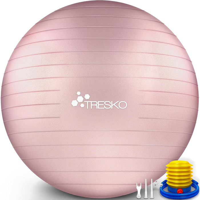 Гімнастичний м'яч TRESKO, BPA-free, з насосом, для фітнесу, йоги, вагітних, пілатесу, антивибуховий, до 300 кг