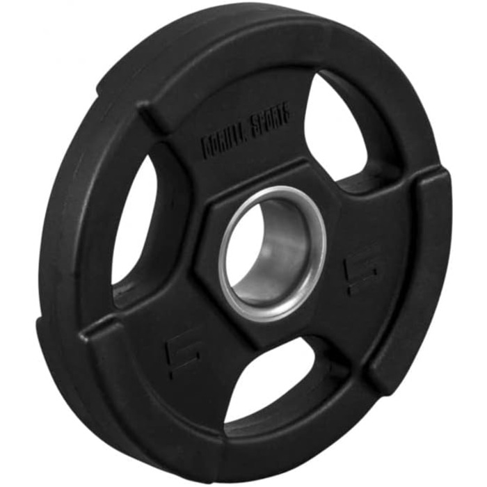 Олімпійські диски GORILLA SPORTS 5 кг, пластик, 50 мм, чорні, тригрип