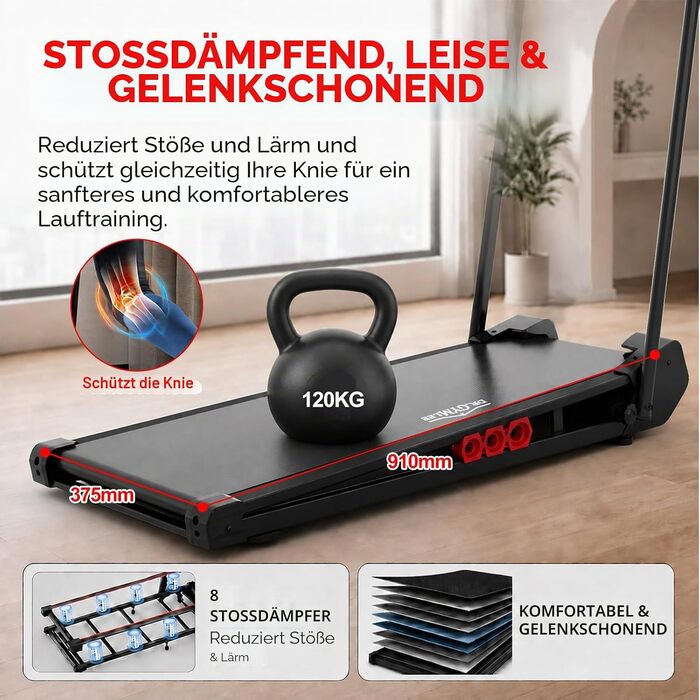 Складана бігова доріжка Walking Pad з вібраційною функцією для дому та офісу, компактна доріжка для ходьби та бігу (1–10 км/год) з дистанційним керуванням