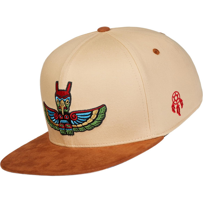 Кепка-снэпбек Cadency унісекс з прямим козирком, регульований розмір, бежевий колір з принтом Totem