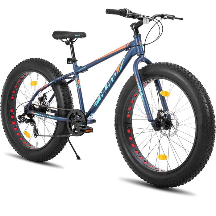 Гірський велосипед Hiland Fat Tire 24/26 дюймів для хлопчиків і дівчат, 7-ступеневий, дві дискові гальма, для пляжу та снігу
