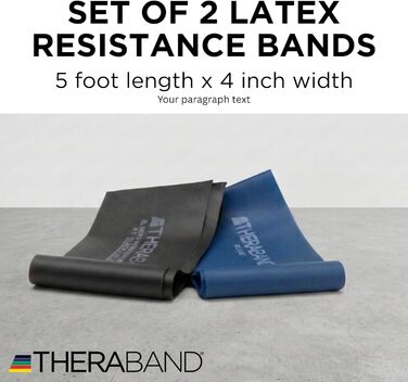Еспандер гумовий TheraBand 1.5м для фітнесу та реабілітації (синій/чорний, латекс)