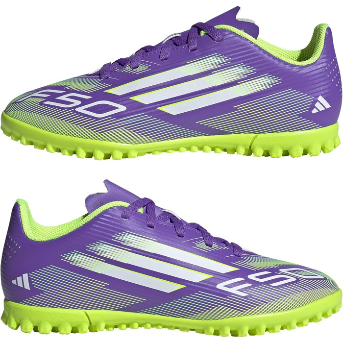 Дитячі футбольні бутси adidas F50 Club Turf для футболу, розмір 30 EU, Purple Rush/Cloud White/Lucid Lemon