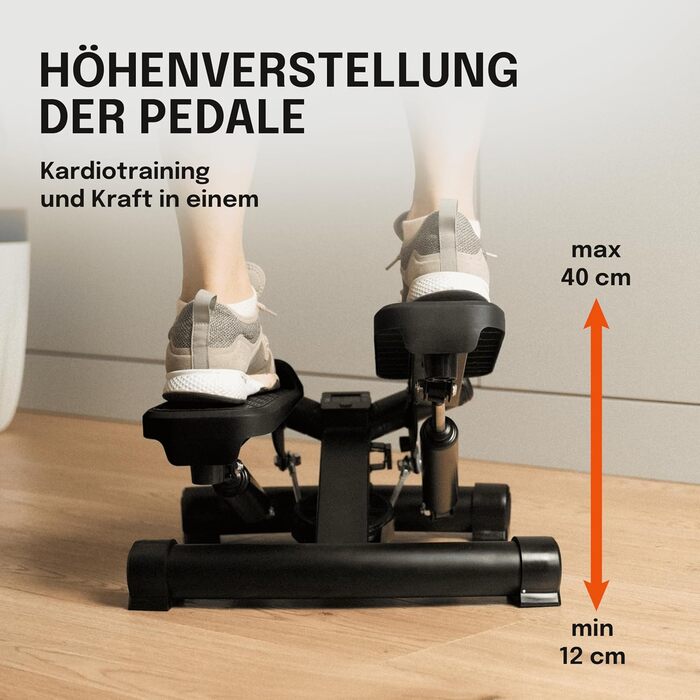 Степпер для дому з еспандерами 120 кг, Twist Mini Stepper з регульованою висотою педалей і гідравлічними циліндрами, тренажер для всього тіла з опором, модель Z2