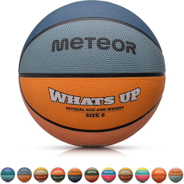 Дитячий баскетбольний м'яч meteor Whats UP, розміри 1-7, м'який, для дітей 4-8 років, навчальний, синьо-помаранчевий