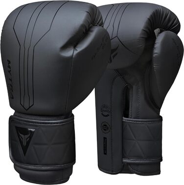 Боксерські рукавички Mytra Fusion 16oz чорні з бинтами, для MMA, Муай Тай, кікбоксингу, чоловічі та жіночі, тренувальні