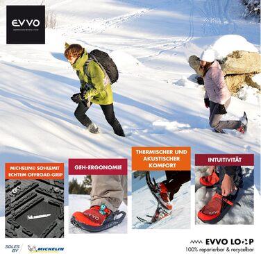 Снігоступи EVVO з підошвою Michelin®, Icespike, регульовані, у комплекті сумка, для чоловіків та жінок, розмір M (EU 36-42), червоно-чорні