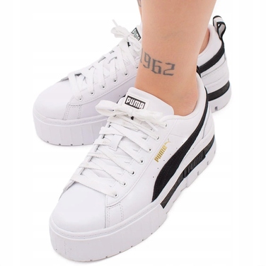 Жіночі білі кросівки на платформі Puma Mayze, шкіряні, р. 37