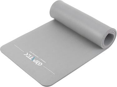 Килимок для фітнесу Gymtek 180x61 см, NBR 1,5 см, сірий, для йоги, пілатесу, аеробіки, з ременем для перенесення