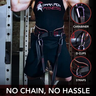 Лідерний пояс для віджимань Dark Iron Fitness з нейлоновою петлею для додаткових ваг (до 122 кг) - 100% шкіряний пояс для чоловіків та жінок, бодібілдингу - аксесуари для спортзалу