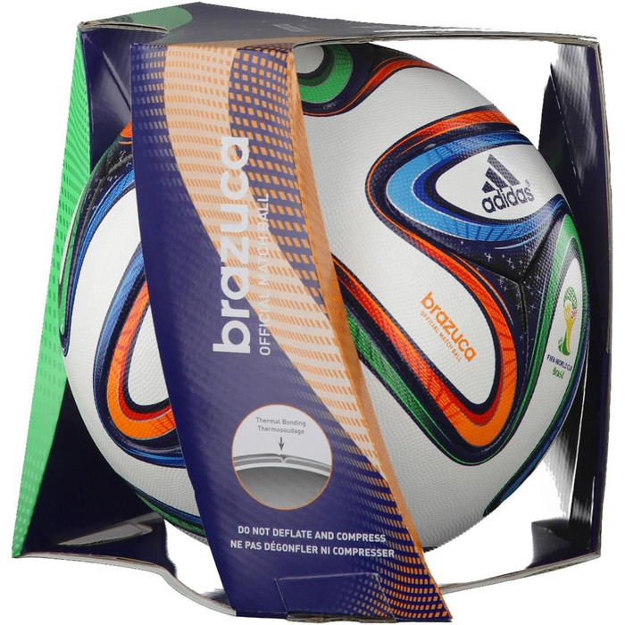Офіційний футбольний м'яч adidas Brazuca, розмір 5, білий/синій/кольоровий