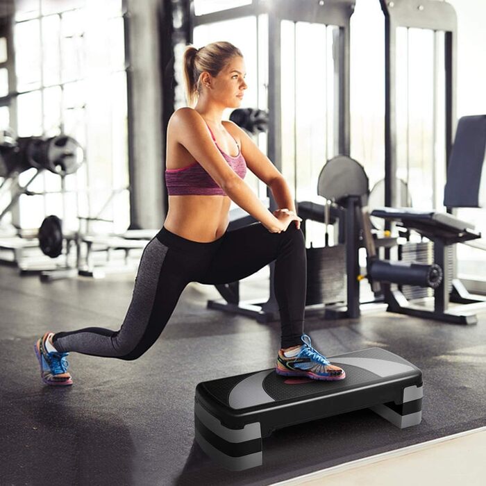 Аеробічний степ-платформа EnjoyFit XL преміум, 3-рівнева висота, 78x30x10/15/20 см, зелено-чорна