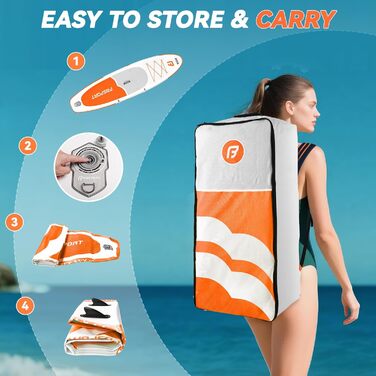 FBSPORT SUP дошка Stand Up Paddle 335 см для дорослих, надувна, з антиковзким покриттям, 160 кг, комплект з насосом та аксесуарами для йоги, подорожей, серфінгу, помаранчевий