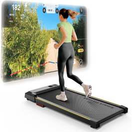 UREVO Smart Walking Pad - компактний тихий біговий тренажер з амортизацією, фітнес-додаток, для дому/офісу, 2.5 PS, чорний
