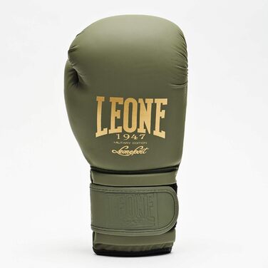 Боксерські рукавички LEONE 1947 шкіряні, Military Edition, для MMA, UFC, Муай Тай, Кікбоксингу, K1, карате, тренувань і спарингів, зелені, 14 унцій