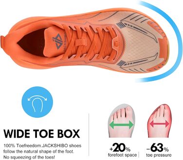 Чоловічі кросівки JACKSHIBO з широкою передньою частиною та підтримкою стопи. Ідеальні для бігу, ходьби, тенісу та ортопедичної підтримки плоскостопості. Широкі, зручні, з товстою підошвою, розмір 46 EU, колір: помаранчевий, візерунок 