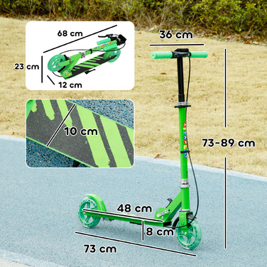 AIYAPLAY Scooter Дитячий складаний дитячий самокат з регульованою висотою керма, 2 колесами, що світяться, ручним гальмом і заднім гальмом Самокат для 3-8 років Kids Green | Аосом