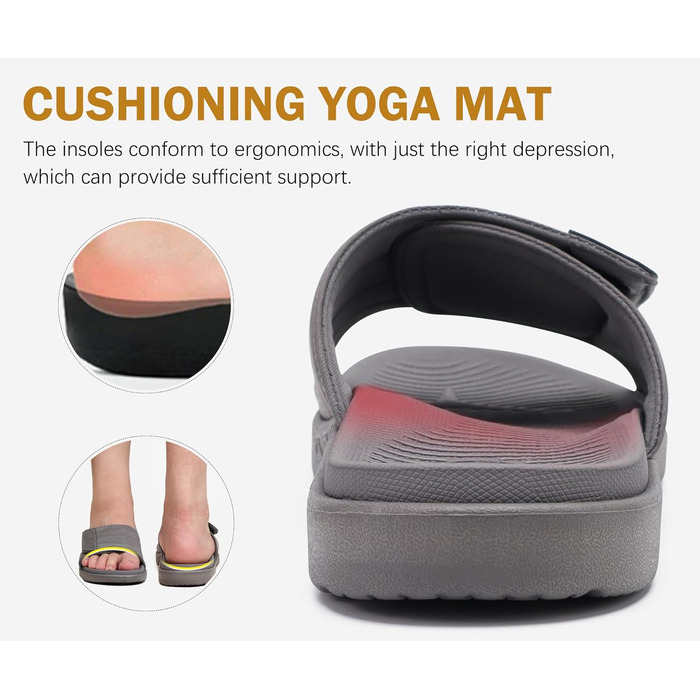 Чоловічі сандалі ONCAI з регульованими ремінцями, відкритим носком, сірі (48 EU)