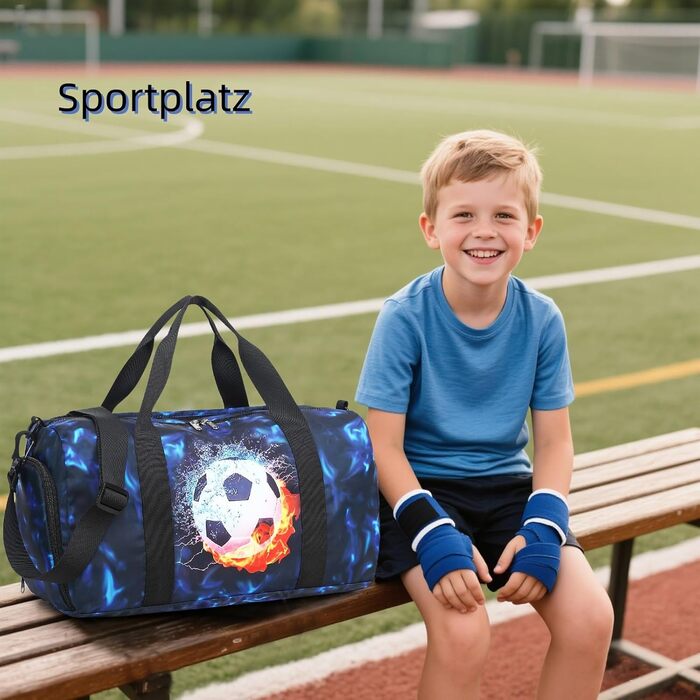 Спортивна сумка LEDAOU для дітей: для плавання, футболу, тренувань. З відділенням для взуття та мокрих речей. Синій колір.