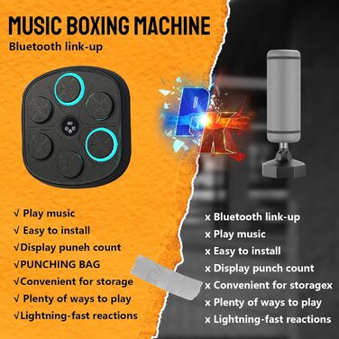 Музична боксерська машина Paryou, 2025 Smart Bluetooth, настінний кріплення, для дорослих та дітей, домашні тренування