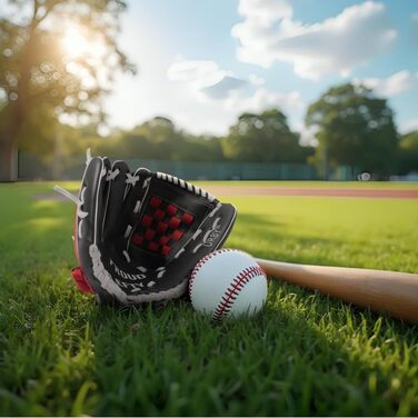 Рукавичка для бейсболу Urby для лівшів, дитяча, для T-ball (чорно-червона, розмір 11.5 дюймів, 7-11 років)