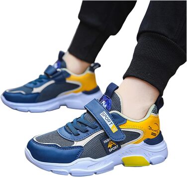 Дитячі спортивні кросівки для хлопчика Mesh, дихаючі, на липучці. Зручні кросівки для занять спортом, фітнесу, бігу та активного відпочинку. Легкі унісекс дитячі кросівки, розмір 31 EU, жовті.