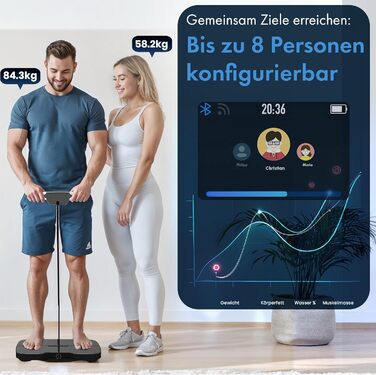 Інтелектуальна вага з аналізом складу тіла - WiFi та Bluetooth, TFT LCD дисплей, вимірювання жиру, м'язової маси, крокомір, акумулятор 800 mAh, сенсори для аналізу тіла