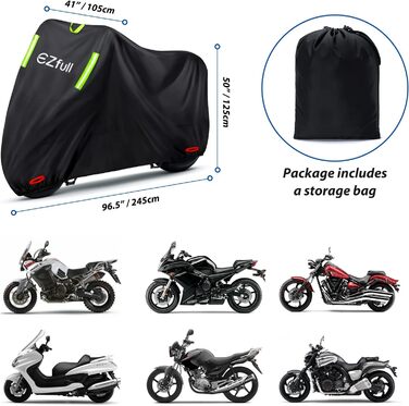 Водонепроникний чохол для мотоцикла 210D Oxford, зимовий, з отворами для замка, 245x105x125 см (Harley-Davidson, Honda, Suzuki, Kawasaki)