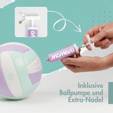 М'яч для волейболу Momevo Beachvolleyball, розмір 5, сертифікований DVV, м'яка поверхня, ідеальний для пляжного волейболу, спорту на піску, подарунчий набір з насосом Pastel