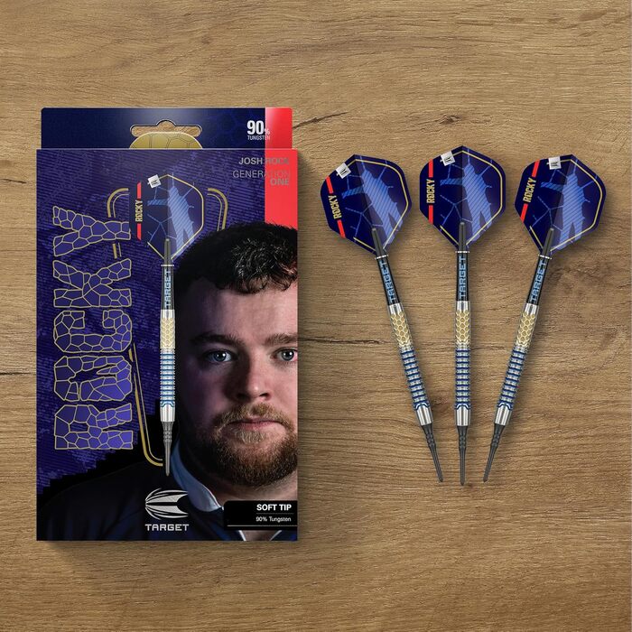 Дротики Target Josh Rock Gen 1, 90% вольфрам, 20 г, електронні Pixel Softdarts з чорними наконечниками, ігрова серія