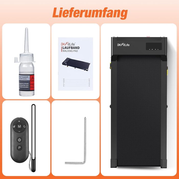 DH FitLife 2026 Walking Pad: Безшумне ходункове тренажерне обладнання з регулюванням нахилу до 6% | Для дому та офісу | З керуванням через APP | TÜV geprüft