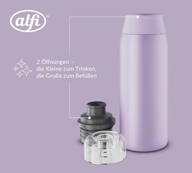 Пляшка для води alfi ELEMENT 600 мл з нержавіючої сталі, герметична, для газованих напоїв, зелена матова, легка, без BPA, можна мити в посудомийці
