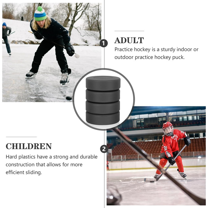 Дискові шайби для хокею VANZACK: 4 шт., 7x7 см, для дітей та дорослих, гумові тренувальні шайби для інлайну та вуличної гри