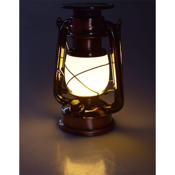 Сонячна кемпінгова лампа ChiliTec з акумулятором, 23,5 см, регульоване світло, ретро-дизайн, тепле біле світло для кемпінгу та наметів