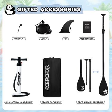 Надувне SUP-борд Panda Nero: комплект з аксесуарами (весло, насос, рюкзак, лінька, водонепроникний мішок)