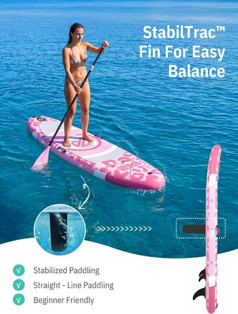 Надувний SUP Борд Niphean 305см з крилами балансу та міцним аксесуаром для дорослих, для йоги, Candy Leopard з StabilTrac