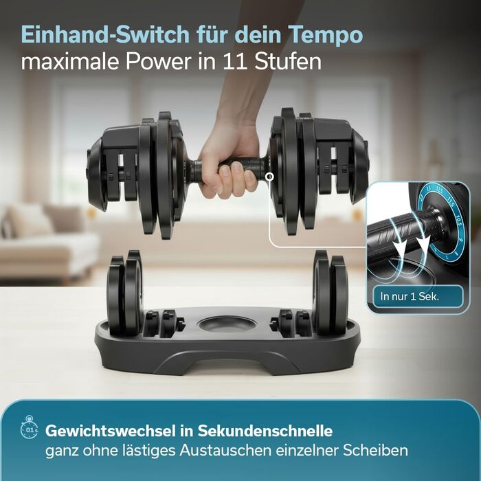 Набір гантелей Skandika Hanteln Paino: регульовані, 1.5-24 кг, штанга, гиря, диски. Для дому та спортзалу.