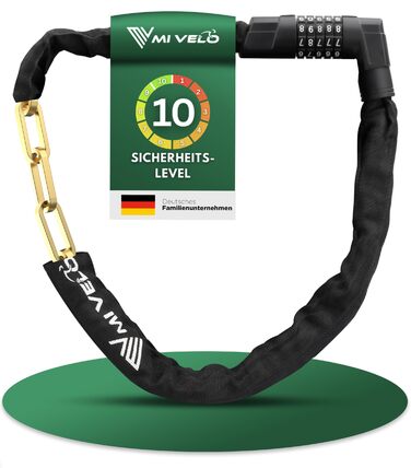 Замок для велосипеда MIVELO Kettenschloss з високим рівнем захисту, 85 см, сталевий, з кодовим замком | Захист для E-bike, MTB, шосе